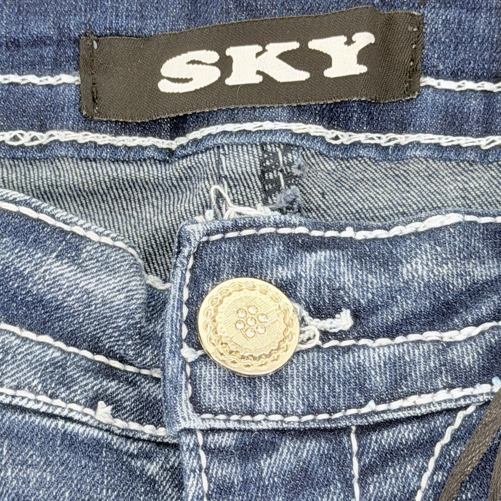 SKY Premium Collection Low Rise Bootcut Jeans Cross Rhinestone Embellished 5/6 - Picture 4 of 5